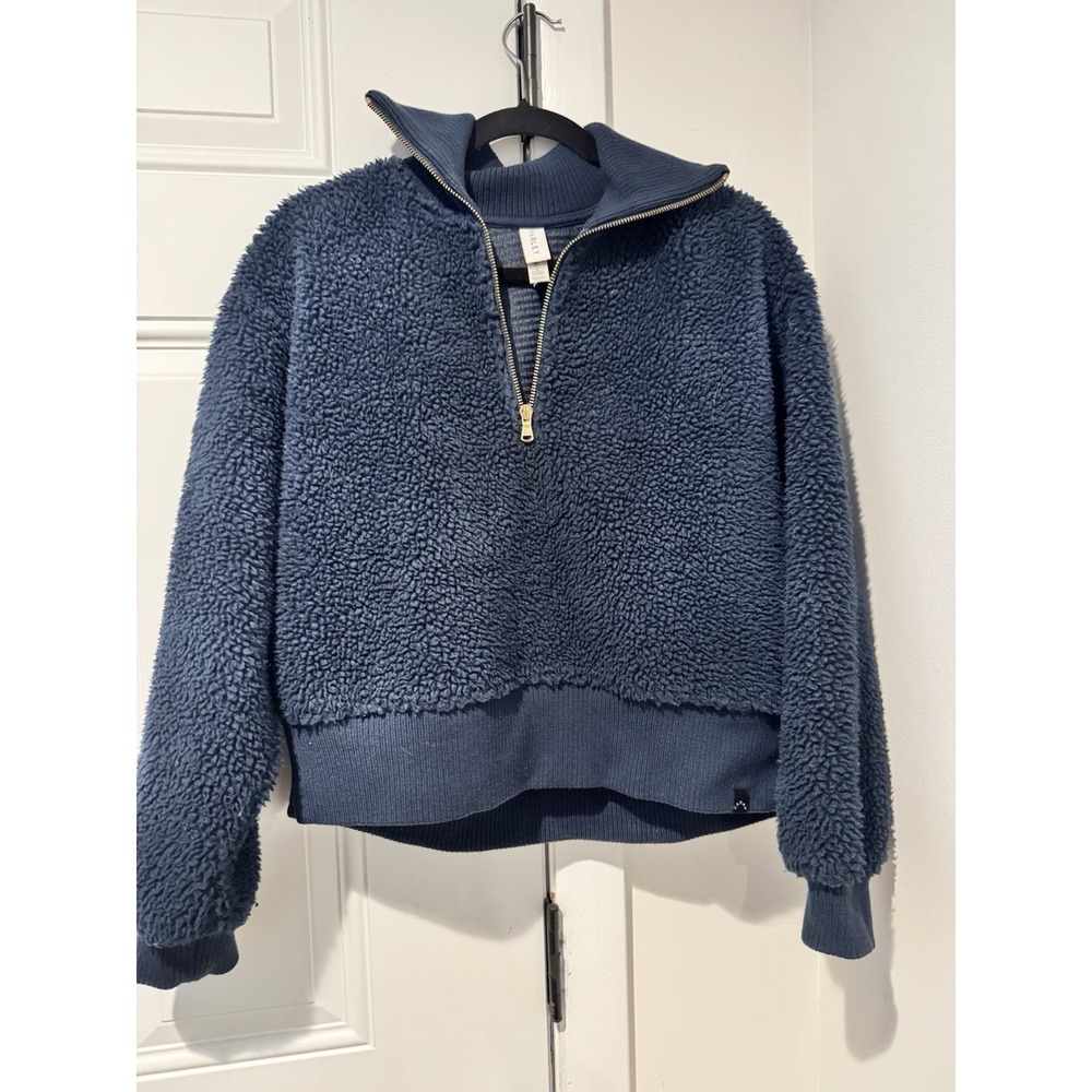 Varley Women's Navy Sherpa Zip Pullover Sweatshirt XS Cozy